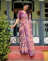 Linen 130 By Almari Pure Linen Saree With Tassels Wholesale Suppliers In Mumbai